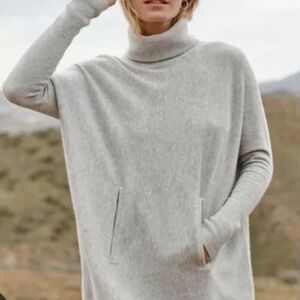 Garnet Hill Light Gray Cowl Neck Sweater